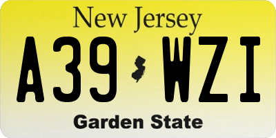 NJ license plate A39WZI