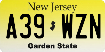 NJ license plate A39WZN