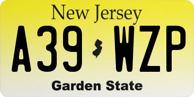 NJ license plate A39WZP