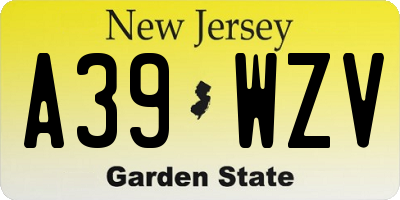NJ license plate A39WZV