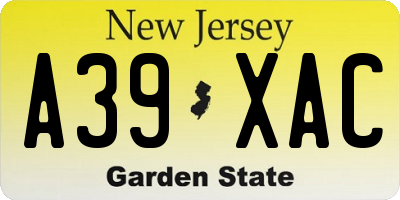NJ license plate A39XAC