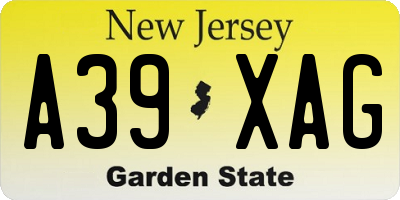 NJ license plate A39XAG