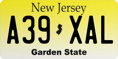 NJ license plate A39XAL