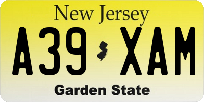 NJ license plate A39XAM