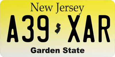 NJ license plate A39XAR