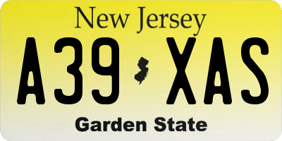 NJ license plate A39XAS