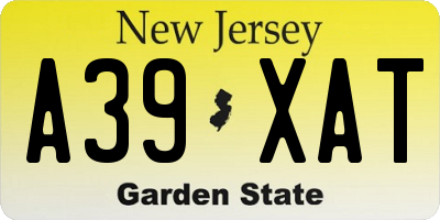NJ license plate A39XAT