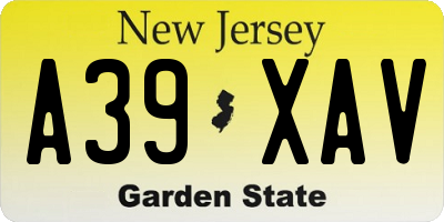 NJ license plate A39XAV