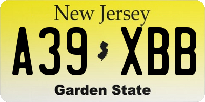 NJ license plate A39XBB