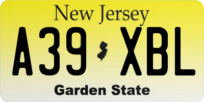 NJ license plate A39XBL