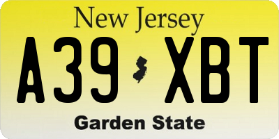 NJ license plate A39XBT