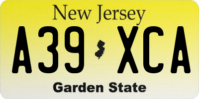NJ license plate A39XCA