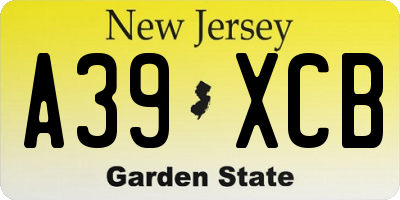 NJ license plate A39XCB