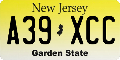 NJ license plate A39XCC