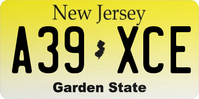 NJ license plate A39XCE
