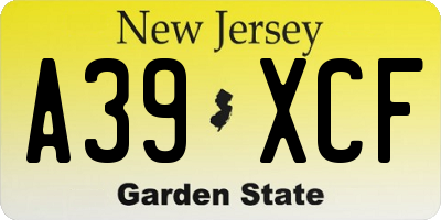 NJ license plate A39XCF