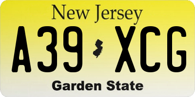 NJ license plate A39XCG