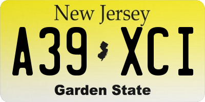 NJ license plate A39XCI
