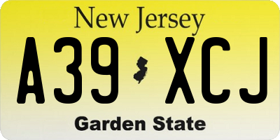 NJ license plate A39XCJ