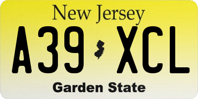 NJ license plate A39XCL