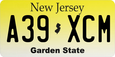 NJ license plate A39XCM