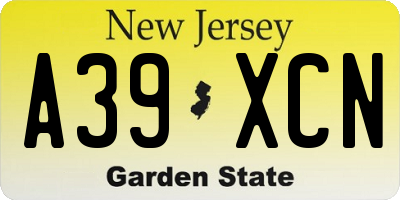 NJ license plate A39XCN