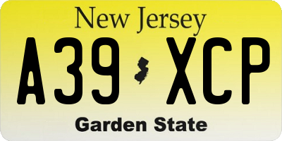 NJ license plate A39XCP