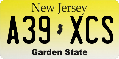 NJ license plate A39XCS