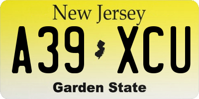 NJ license plate A39XCU