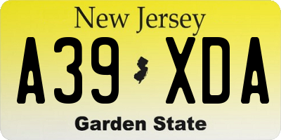 NJ license plate A39XDA
