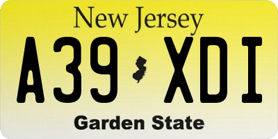 NJ license plate A39XDI