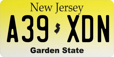 NJ license plate A39XDN