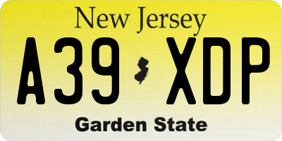 NJ license plate A39XDP