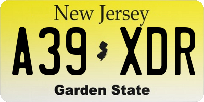 NJ license plate A39XDR