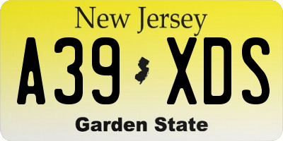 NJ license plate A39XDS