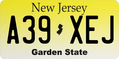 NJ license plate A39XEJ