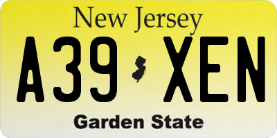 NJ license plate A39XEN