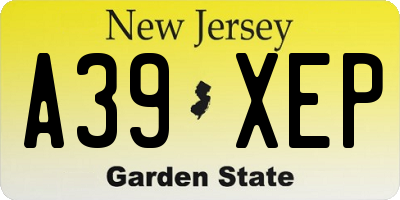 NJ license plate A39XEP