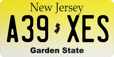 NJ license plate A39XES