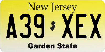 NJ license plate A39XEX