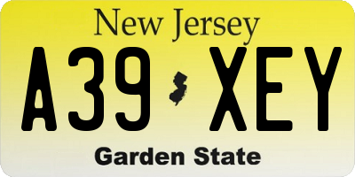 NJ license plate A39XEY