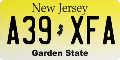 NJ license plate A39XFA