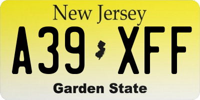 NJ license plate A39XFF