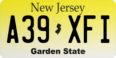 NJ license plate A39XFI