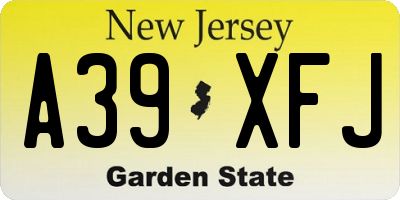 NJ license plate A39XFJ