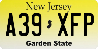 NJ license plate A39XFP