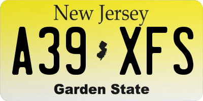 NJ license plate A39XFS