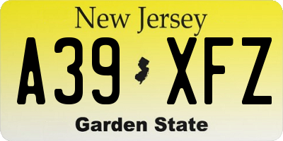 NJ license plate A39XFZ