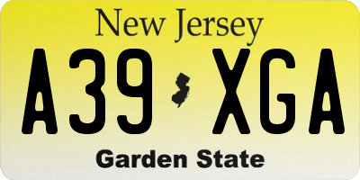 NJ license plate A39XGA