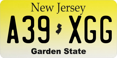 NJ license plate A39XGG